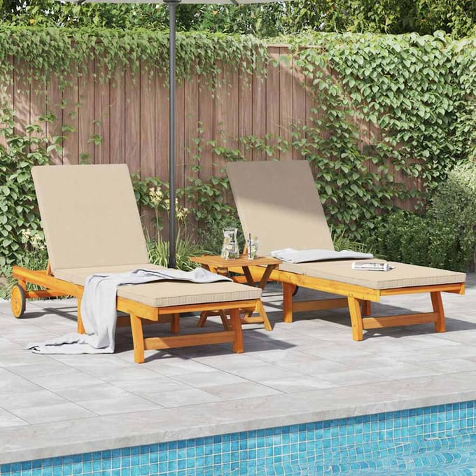 vidaXL - Ligstoel - 2 - st - Massief - Acacia - Hout - Bruin