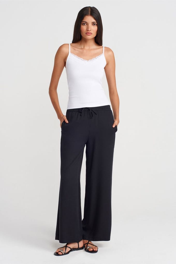 Tencel Wijde Pantalon met Trekkoord Taille