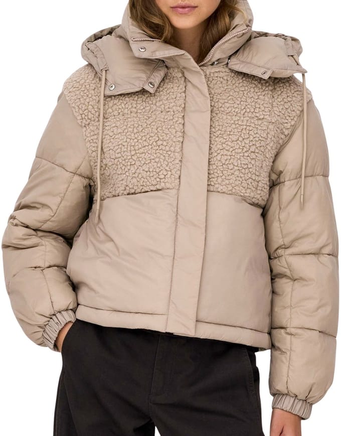 Only Agnes Life Teddy Mix Puffer Winterjas Dames - Maat XL