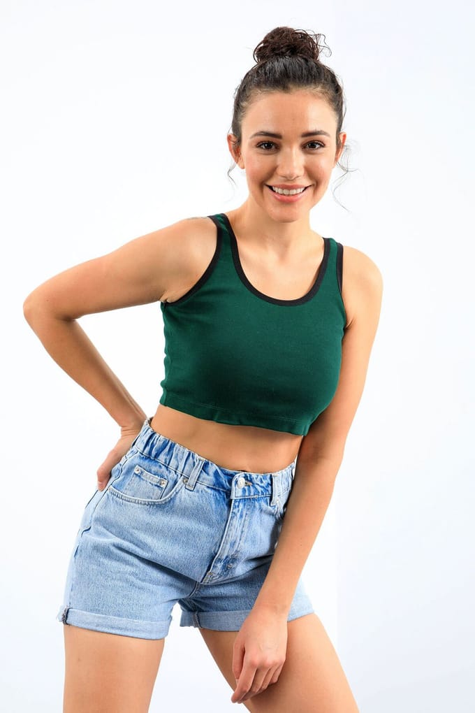 Geribbelde Mouwloze Crop Top