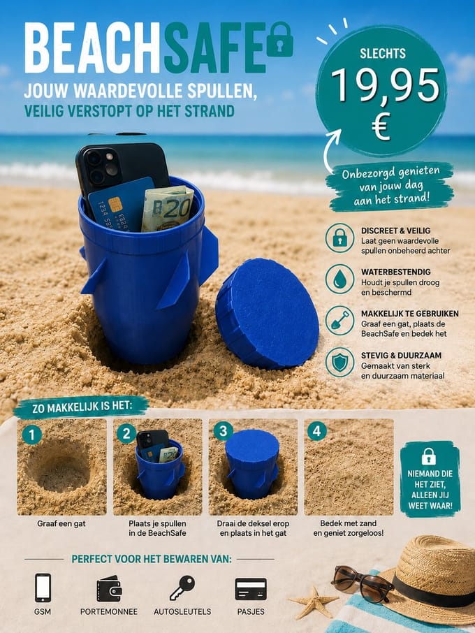 Beachsafe kleur blauw - strand - opbergbox