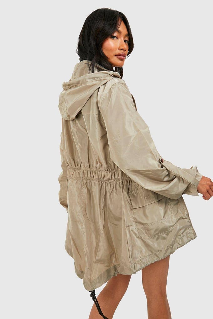 boohoo Dames Hooded Mac | Steen | Maat: 44