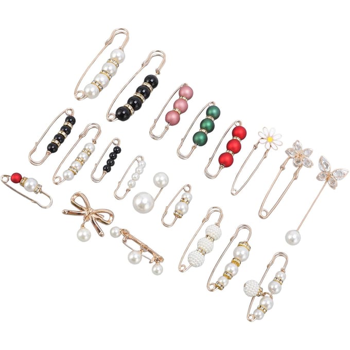 20 Stuks Broek Taille Clips Mode Parel Broche Kleding Aanspanner Veiligheidsspelden voor Kragen Hoeden Tassen Truien white