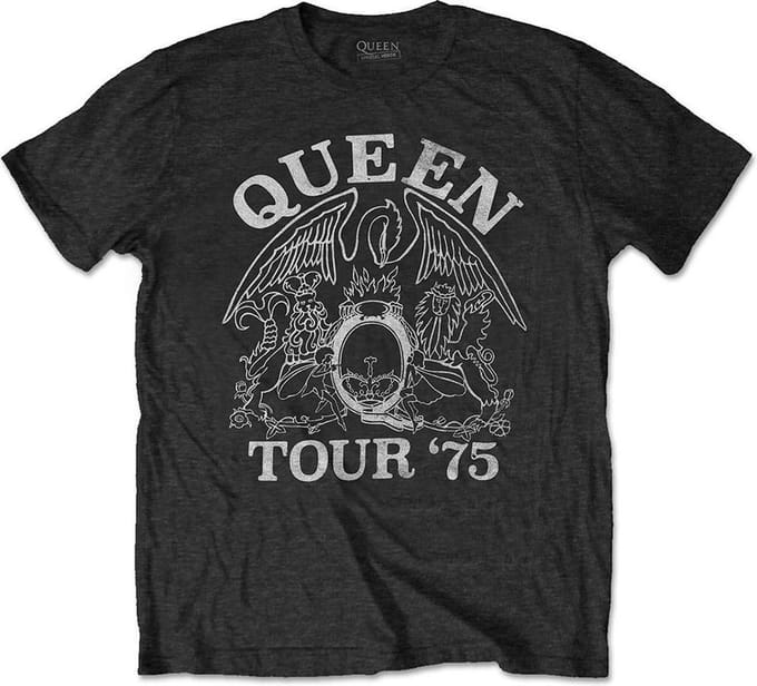 Queen - Tour '75 Heren T-shirt - Eco - XL - Zwart