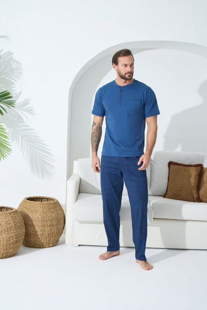Heren Huispak /Pyjama Cornell / Indigo kleur / maat M