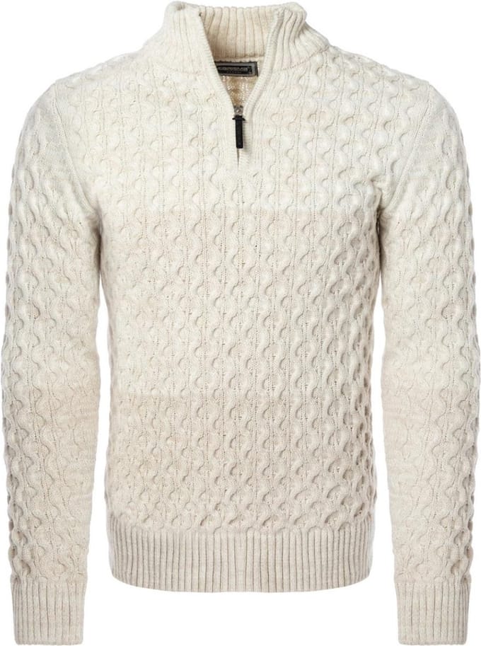Carisma Heren Trui Opstaande Kraag Gebreid Beige 7833 - S