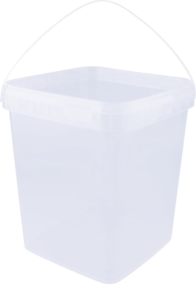 Emmer met deksel - 10,7 liter - vierkant - transparant