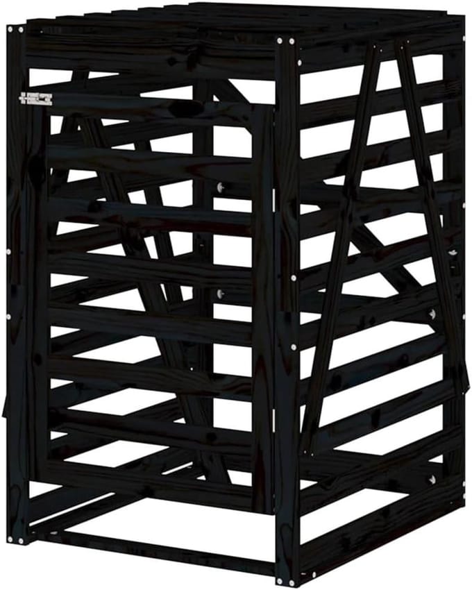 Containerberging Hout - Afvalbak Omkasting - Tuin Opruimen - Ventilatie Ontwerp - 84x90x1285 cm - Zwart