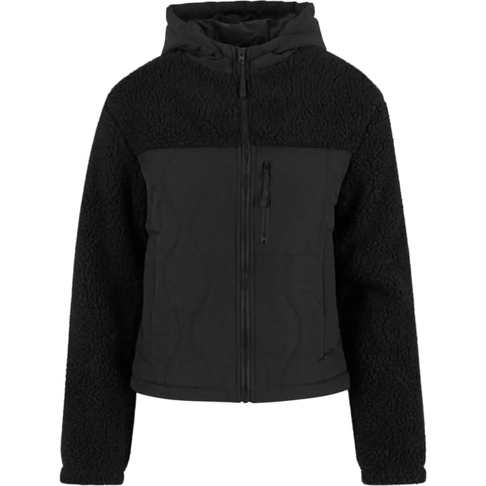 Urban Classics - Sherpa Crinkle Nylon Mix Jacket - L - Zwart/Zwart