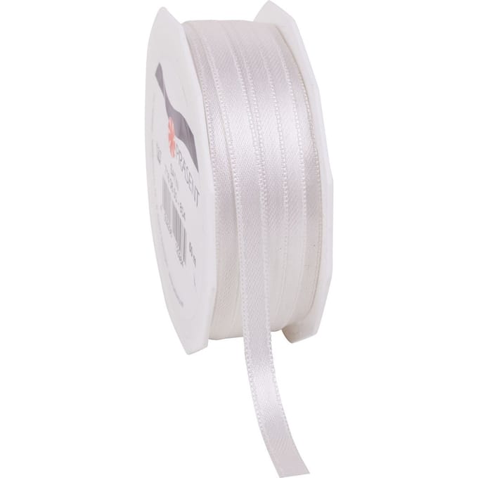Satijnen lint "Uni", 6 mm - Ivoorkleurig