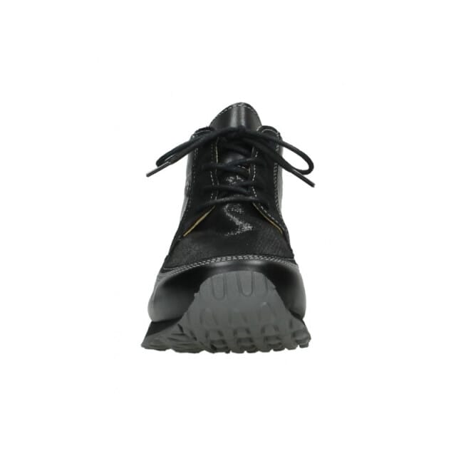 Wolky Hoge veterschoenen e-Boot zwart stretch leer