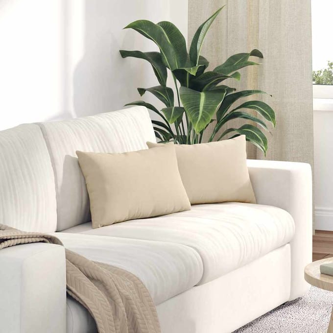vidaXL Sofa Kussens 2 st Microvezel Stof Crèmekleurig 50 x 30 cm
