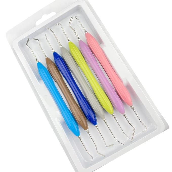 7 Stuks Dubbelzijdige Tandheelkundige Composiet Hars Vulling Spatel Esthetische Restauratie Hars Vuller Tandarts Gereedschap blue