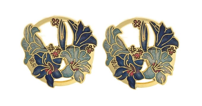 Behave - Oorringen dames - bloemmotief - blauw - 3 cm