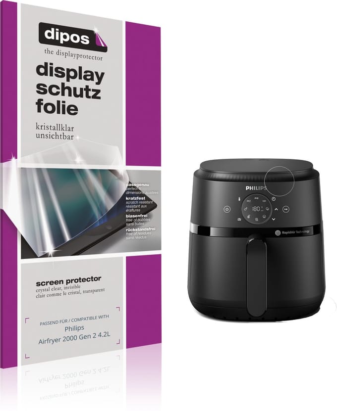 dipos – 2x Beschermfolie geschikt voor Philips Airfryer 2000 Gen 2 4.2L | Krasbestendige & heldere Screenprotector Ultra-Thin