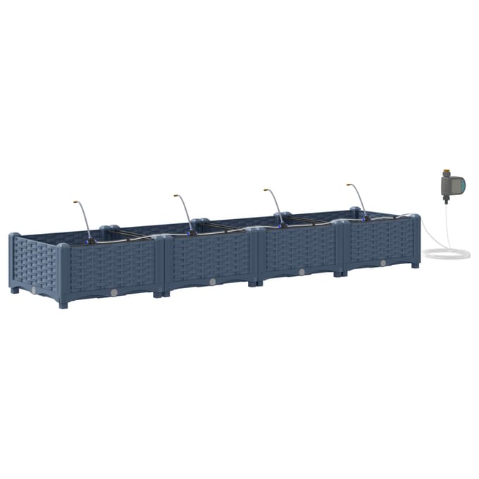 vidaXL - Plantenbak - 4 - st - Grijs - 160 - x - 40 - x - 22 - cm - PP
