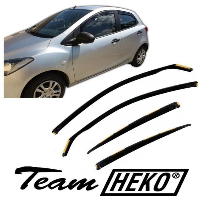 Déflecteurs d'air - Heko - Mazda 2 - Fumé - Acrylique renforcé - Installation facile