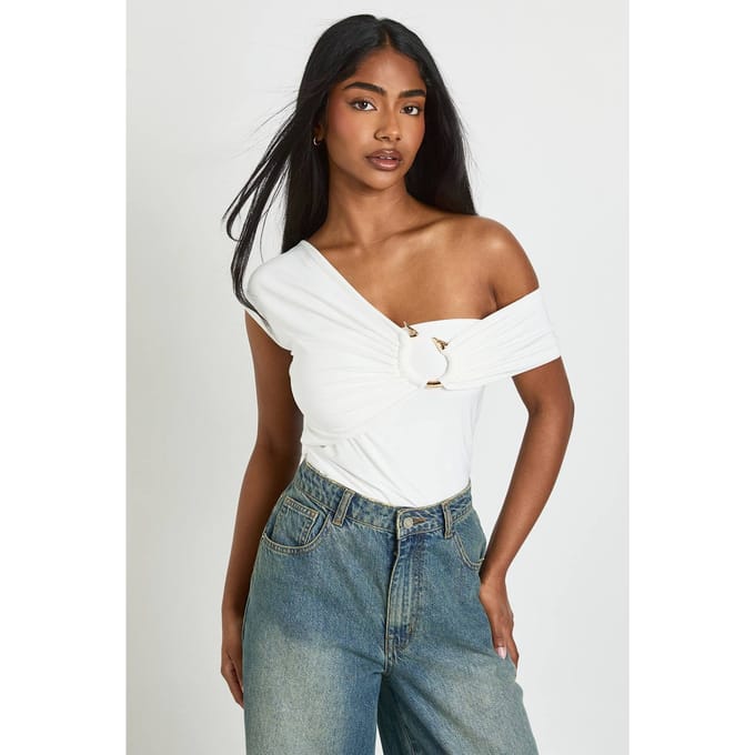 boohoo Dames Dubbellaags Slinky Bodysuit Met Slangendetail | Ivory | Maat: 8