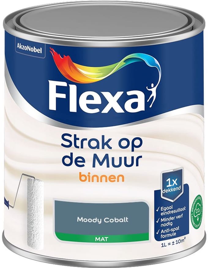 Flexa - Strak Op De Muur Binnen Mat - Moody Cobalt - Mengverf - 1 L