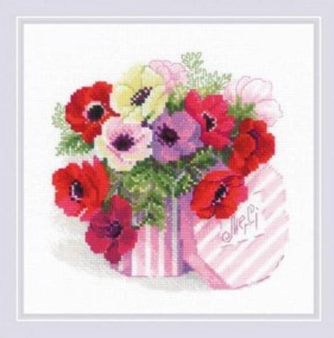 Borduurpakket Merci - Bloemenboeket