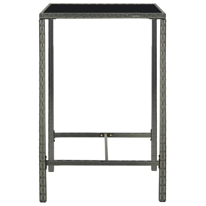 vidaXL - Tuinbartafel - 70x70x110 - cm - poly - rattan - en - glas - grijs
