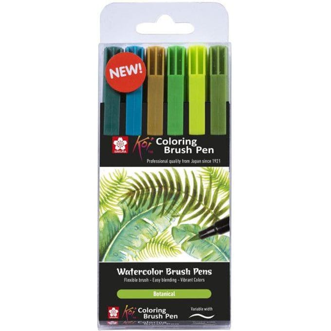6 feutres - Pointe pinceaux - Koi Coloring Brush Pen Botanic colours - Sakura jaune