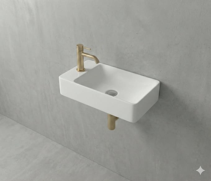 KAYvit LUVIA Toiletfontein vierkant | MAT WIT | Kraangat links