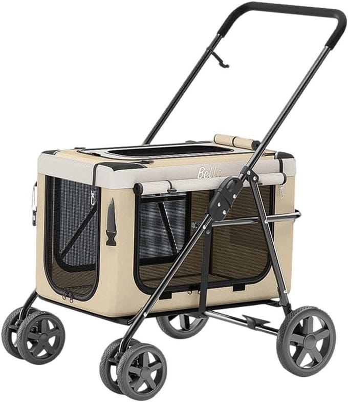 Dierenbuggy - Reiswagen - Buitenactiviteiten - Afneembare reiswieg - Max 20kg - Khaki
