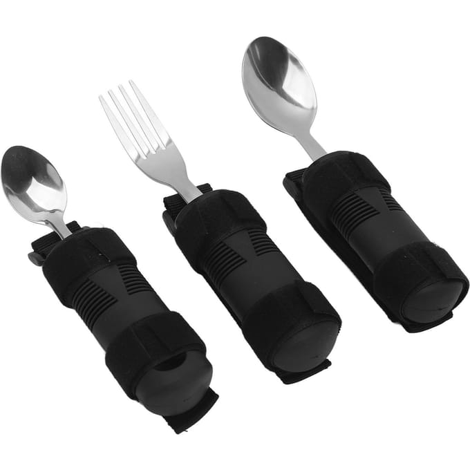 Adaptief Bestek Antislip Handvat Hemiplegie Hulpmiddel Bestek Ouderen Vork Lepel Hulpmiddel Servies Set black