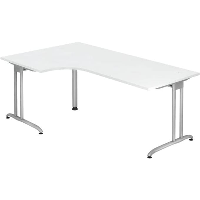 Hoekbureautafel 90° TARA, C-poot, rechthoek,  B 2000 mm, wit