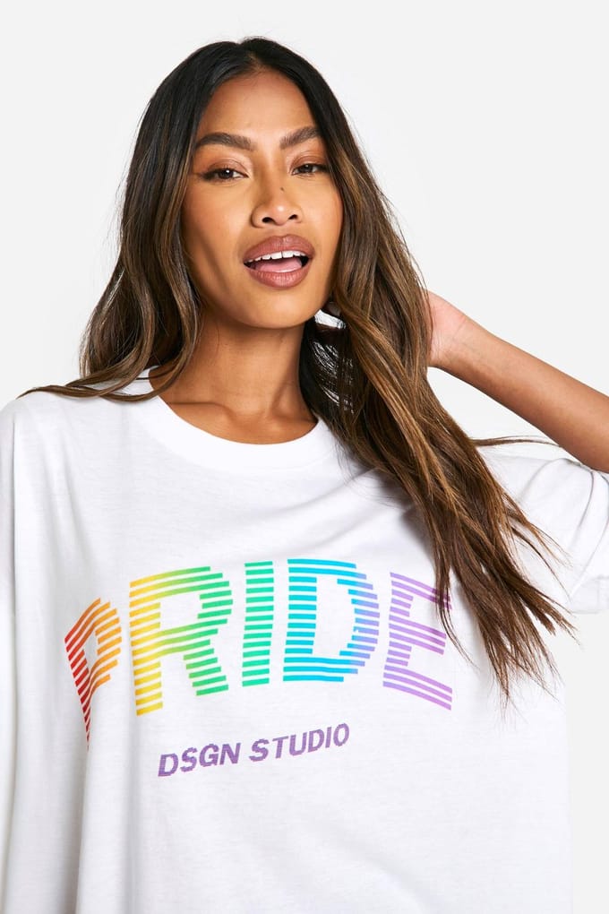 boohoo Dames Pride Disco Cherry Oversized T-shirt | Wit | Maat: 34