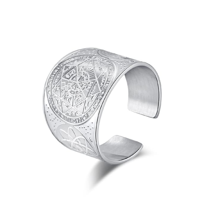 Titanium Stalen Ring met Verstelbare Maat Vintage Antiek Handgemaakte Sieraden 10 #(opening adjustable) gray