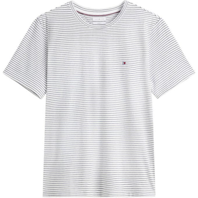 Tommy Hilfiger Ess Seasonal Regular Fit Tee Ecru/desert Sky Stripe Größe: M | Basic T-Shirts Outlet | Herren | Braun