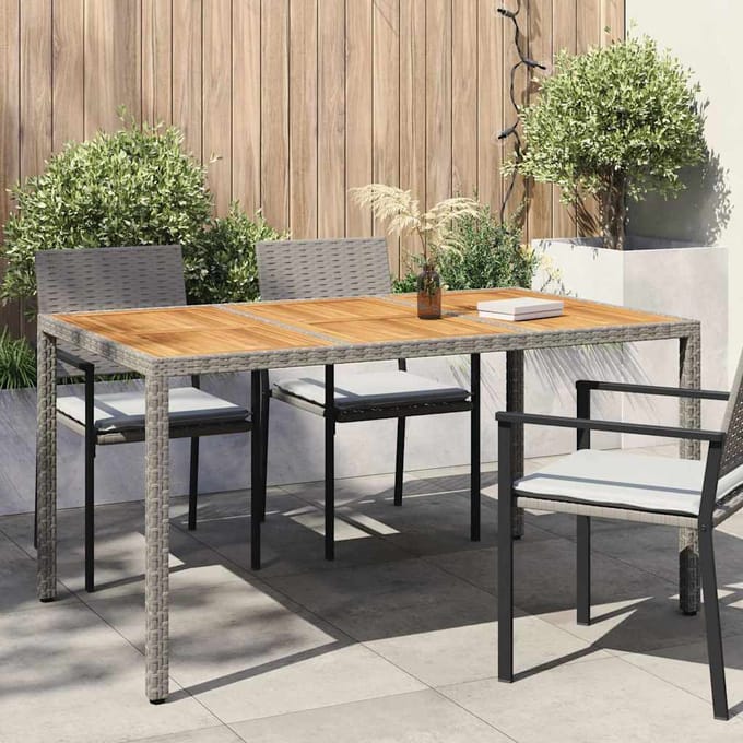vidaXL Tuinstafel Grijs 150 x 90 x 75 cm poly rattan