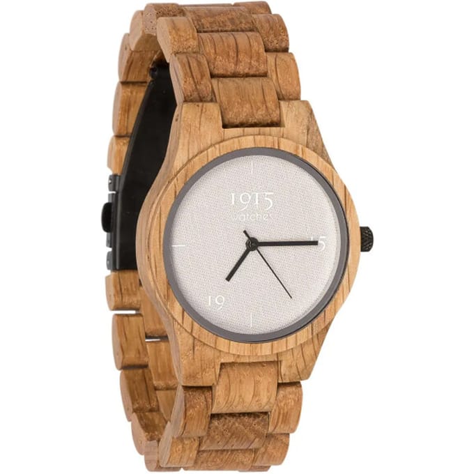 1915 Watches Houten Horloge - Dames - Fine Cotton Series - Eiken - Wit
