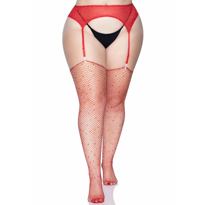 Strassnetkousen voor dames Leg Avenue Rhinestone Fishnet Stockings