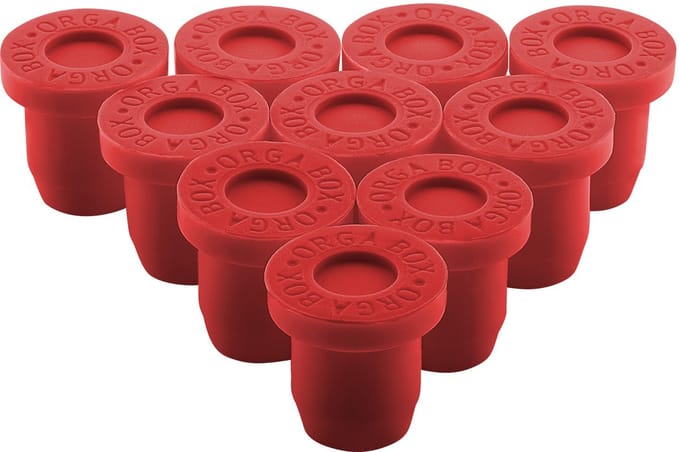 ORGA-BOX set van 10 siliconenvoeten voor boorgat Ø 10,5 mm rode antislip rubbervoeten