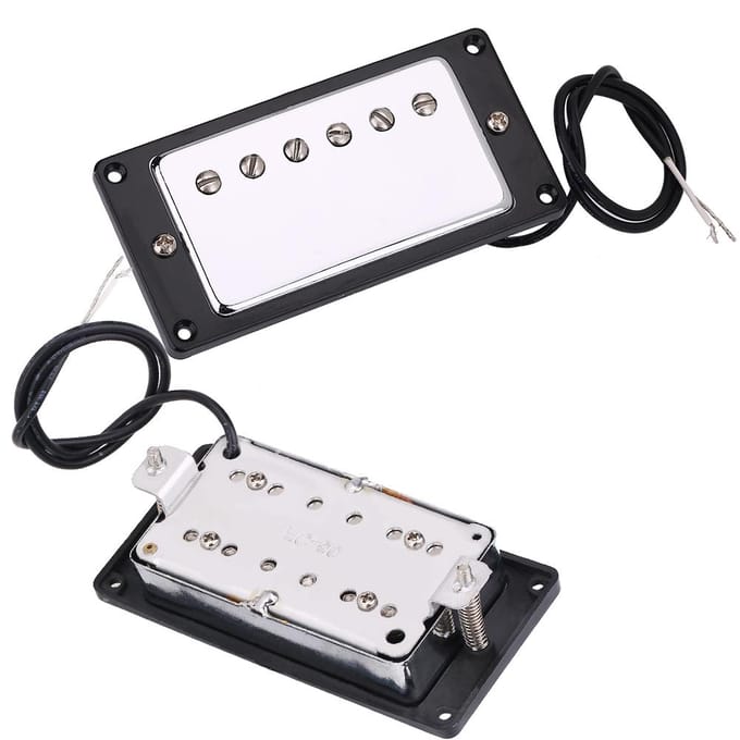 Brug- & Hals Chroom Humbucker Pickup Set met Montageschroeven voor LP Gitaren black