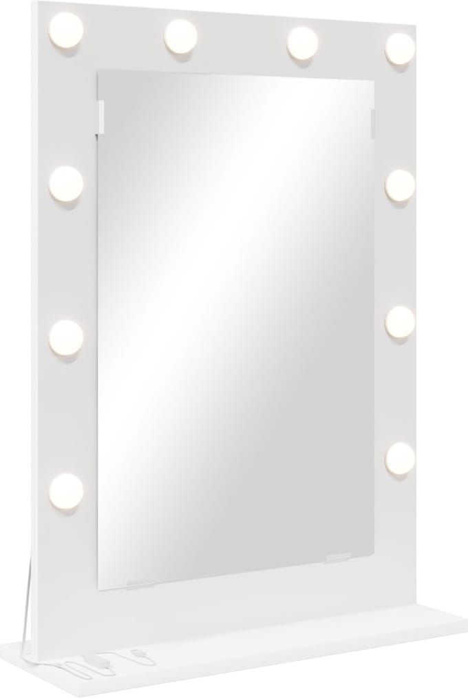 vidaXL - Make-up - Spiegel - Wit - 70 - x - 50 - x - 18 - cm - Glas - en - samengesteld - hout