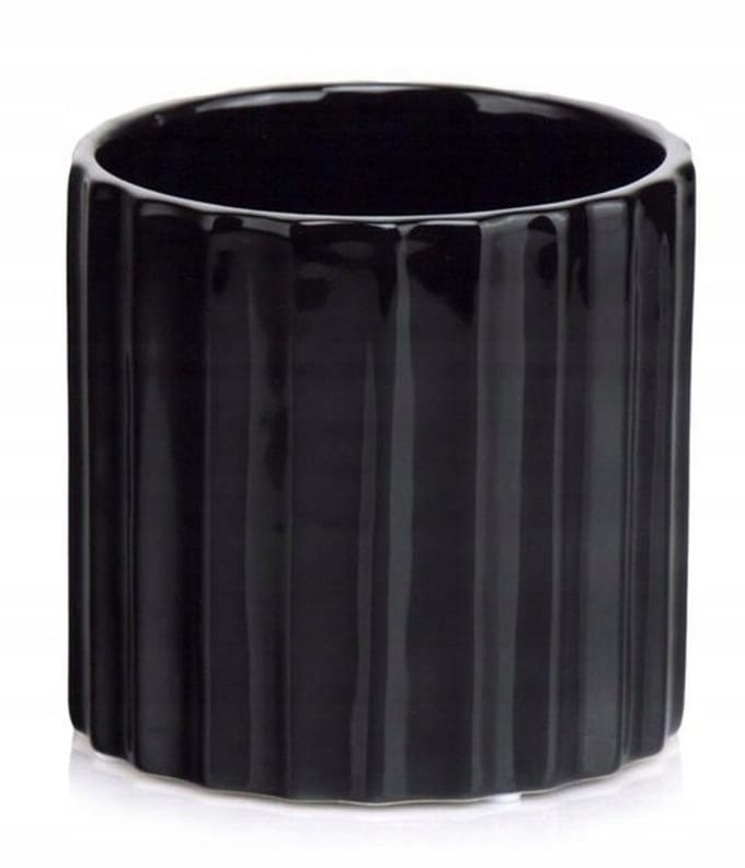 Polnix Serie - Keramische Bloempot - Zwart - 13cm - Cilindrisch