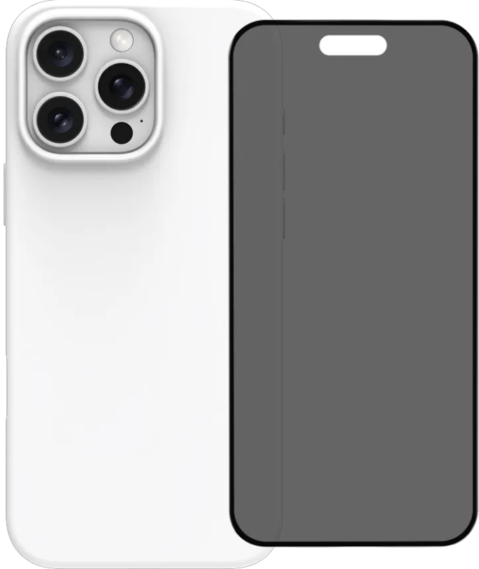 BlueBuilt Back Cover iPhone 16 Pro Max Wit + Privacy Filter Screenprotector Glas