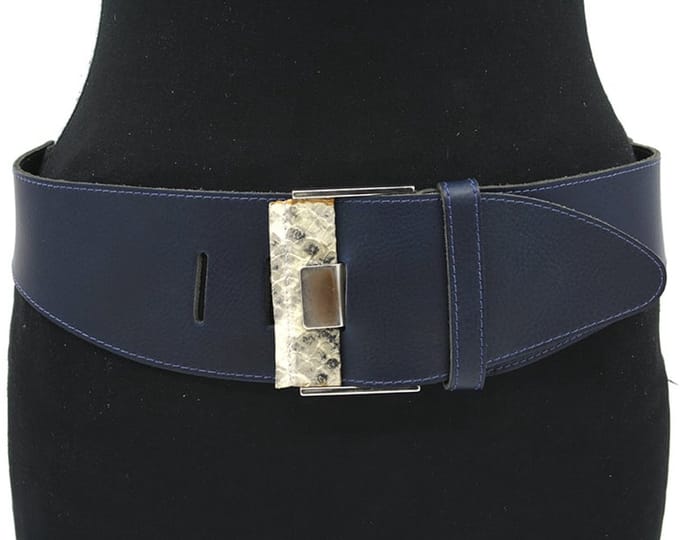 Dames afhangriem blauw - 8 cm breed - - Brede riem - - Maat