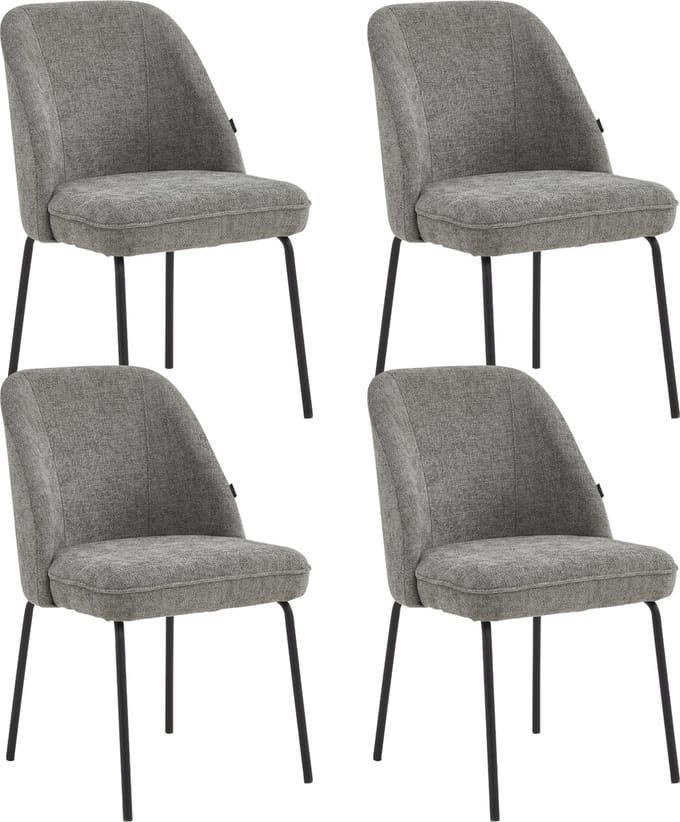 Colenis® - Julia Eetkamerstoel - Set Van 4 - Grijs - Linnen Stof - Industrieel - Design