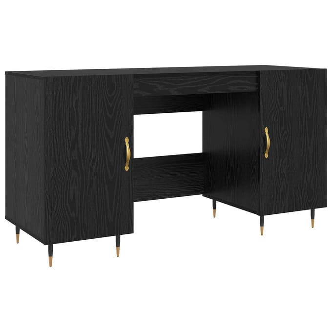vidaXL - Bureau - Zwart - eiken - Bewerkt - hout - 140 - x - 50 - x - 75 - cm
