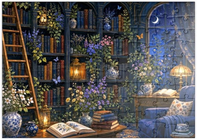 Legpuzzel - Puzzelspel - Ontspanning thuis - Hoge resolutie print - 100 stukjes - Blauw