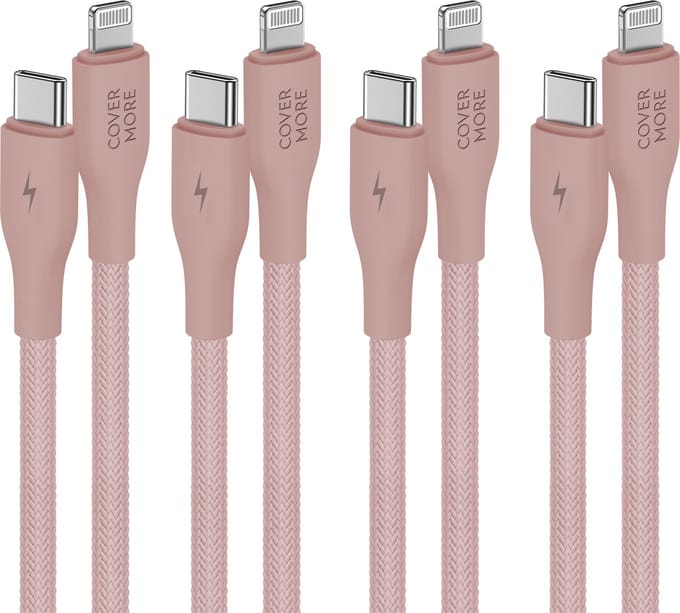 Usb C naar Lightning kabel - 1m - 4 stuks - Roze - Gevlochten - Sterk