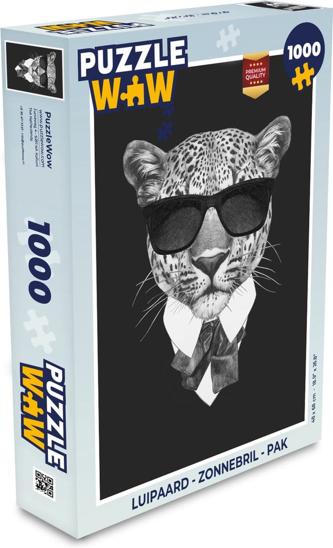 Puzzel Luipaard - Zonnebril - Pak - Legpuzzel - Puzzel 1000 stukjes volwassenen
