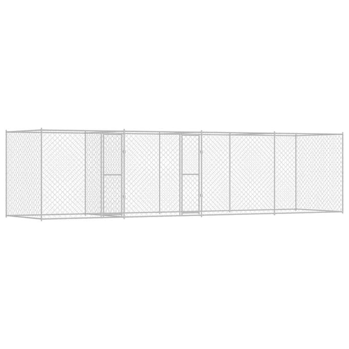 vidaXL - Hondenbench - Zilver - 800 - x - 200 - x - 200 - cm - Gegevens - staal