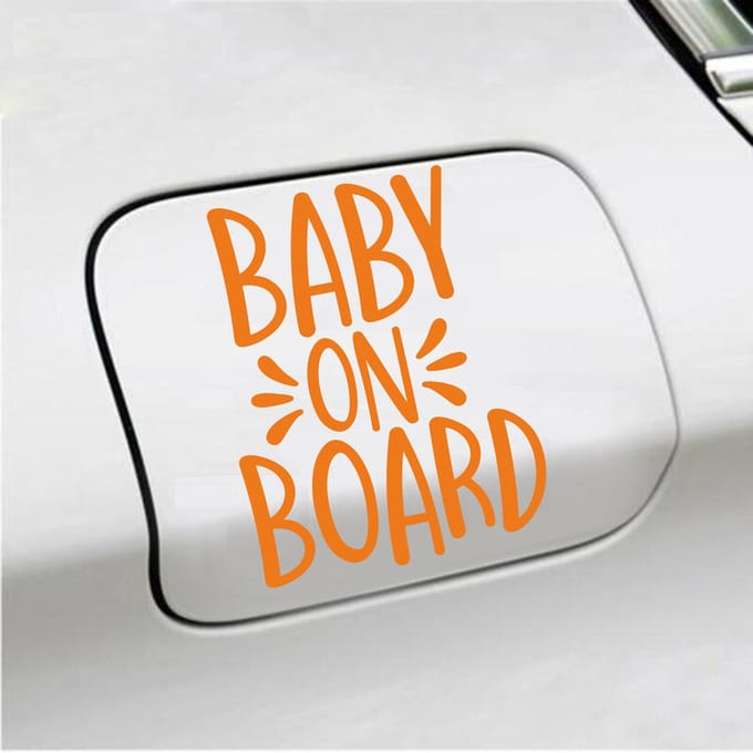 Bumpersticker - Baby On Board - 13 X 10 - Oranje