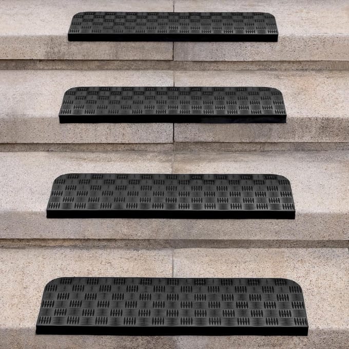Antislip trapmatten - Set van 4 - 65 x 25 cm - Rubber